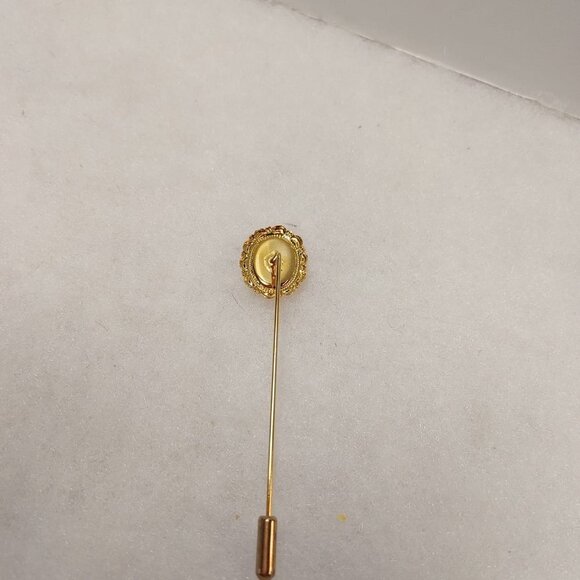 Vintage Cameo Red White Gold Tone Hat Pin Brooch, Elegant Fashion Jewelry, Boho - Picture 4 of 7